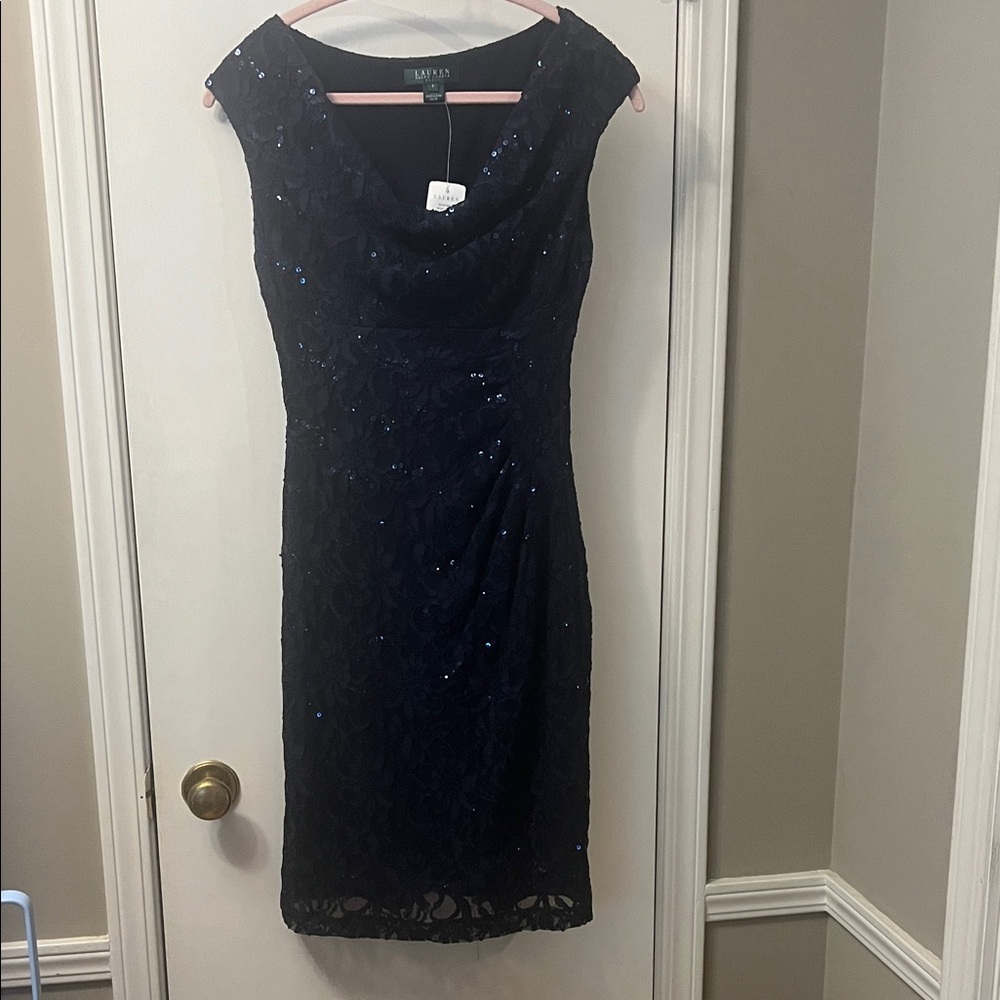 Ralph Lauren Midnight Blue Lace Midi Dress